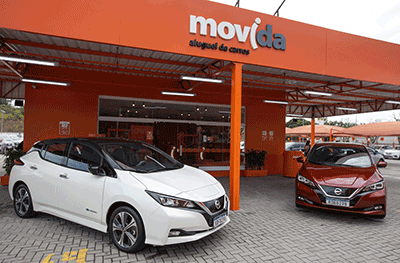 Movida fecha parceria exclusiva para o aluguel do carro elétrico Nissan LEAF